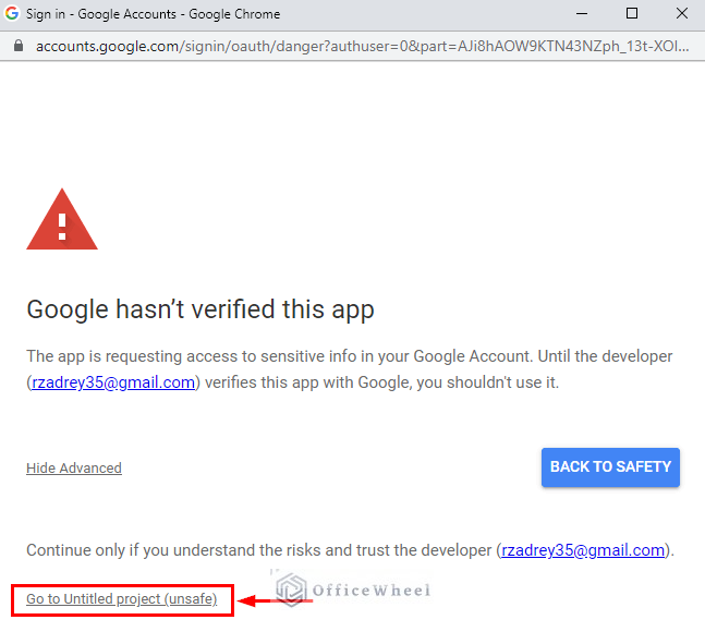 going forward using the unsafe untitled project option
